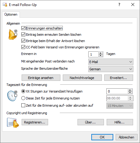 E-Mail Follow Einstellungen